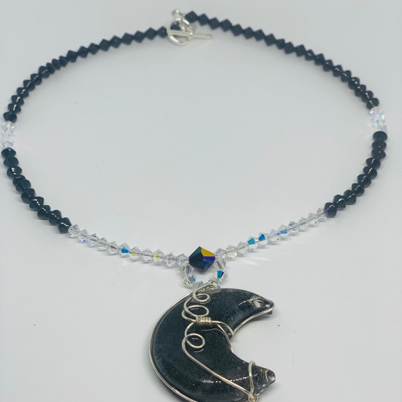 Resin Wrapped Moon with Swarovski Crystals - Picture 2 of 7